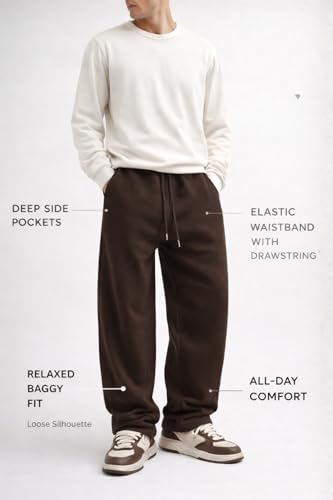 Image of Rockwell Men's Baggy Sweatpants | Cotton Terry Relaxed Fit Joggers for Men | Oversized Streetwear Track Pants | Casual Gym & Everyday Wear| 007