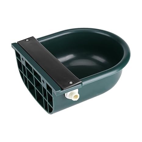 Bethlehem 4L Capacity Cow Goat Sheep Buffalo Automatic Water Drinking Bowl Float Ball Valve Unbreakable Plastic Durable Animal Drinking Bowl Livestock Wall-Mounted, Dark Green