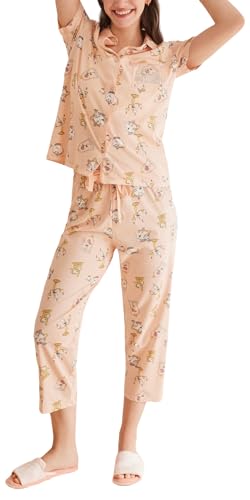 women'secret Pijama Camisero 100% algodón Disney Bella y Bestia Pyjama, Rosa Estandar, M (Pack de 3) para Mujer