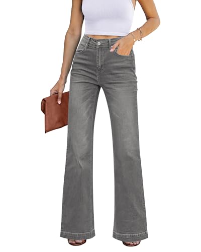GRAPENT Womens Flare Jeans High Waisted Wide Leg Baggy Jean for W...