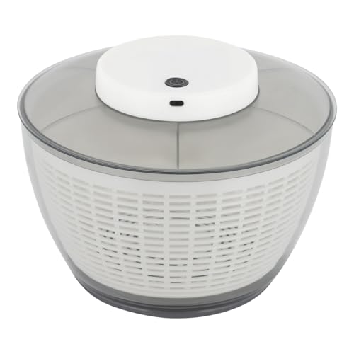 JAYEUW Salatschleuder 4.75L Elektrischer Gemüsetrockner Automatische Salat Schleuder Schnell Dörrautomat für Obst Gemüse Elektrischer Salatschleuder mit Deckel USB Aufladbar Weiß Grau – Bild 4