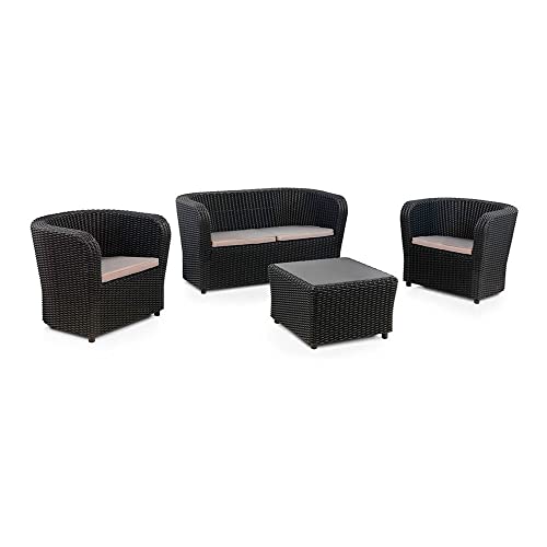 Shaf - Nova Tête à Tête | Set Muebles de Salon Exterior - Conjunto Muebles Jardin Exterior 2 Plazas | Fabricado en España con Materiales Reciclados - Color Grafito