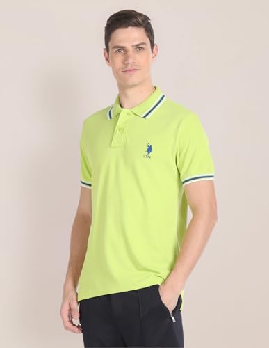 Image of U.S. Polo ASSN. Solid Slim Fit Polo T Shirts for Men - 100% Cotton, Half Sleeves Mens Tshirt