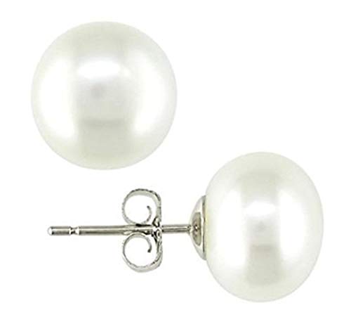 1 Pair Adabele Real Sterling Silver Hypoallergenic Ear Stud Earrings AAA Grade Round Button Freshwater Cultured 7-7.5mm White Pearl Organic Gemstone Beads PE1-2