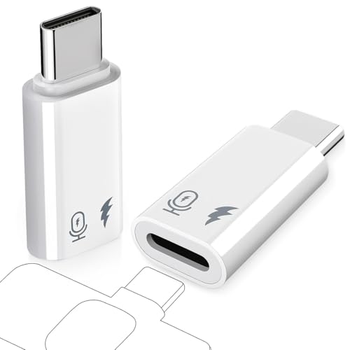 Image of Verilux 2Pcs Lighting to Type C Converter, 10W Type C to Lighting Connector for Lavalier Mic Receiver, Sound Card and OTG Fit for iPhone 17 /16 /15 Series, iPad Pro /Air, Not for Headphone and Data