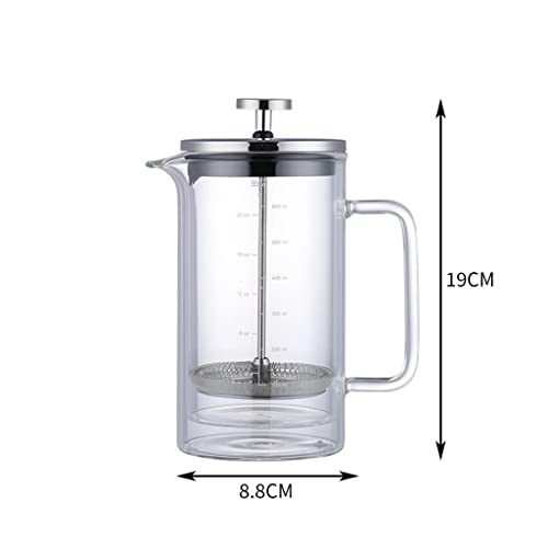 YSWPNA Glazen Karaf Pot Duurzaam Hittebestendig Drinkware met RVS Filter Thee en Opgeschuimd voor Espresso Keuken, 600ml - Afbeelding 4