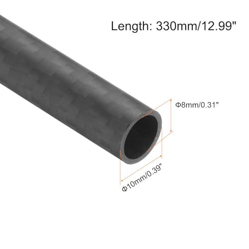 QUARKZMAN 2 Stück Carbon Fiber Tube 8 x 10 x 330mm Matte Surface Rod 3K Roll Wrapped Pure Carbon Round Tubing für RC Airplane Multicopter