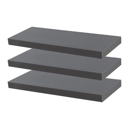 Harbour Housewares Modern Floating Wall Shelves - 60cm - Grey - Pack of 3 - Photo Gallery Bookshelf Wall Shelf for Living Room Display, Bedroom, Office Storage