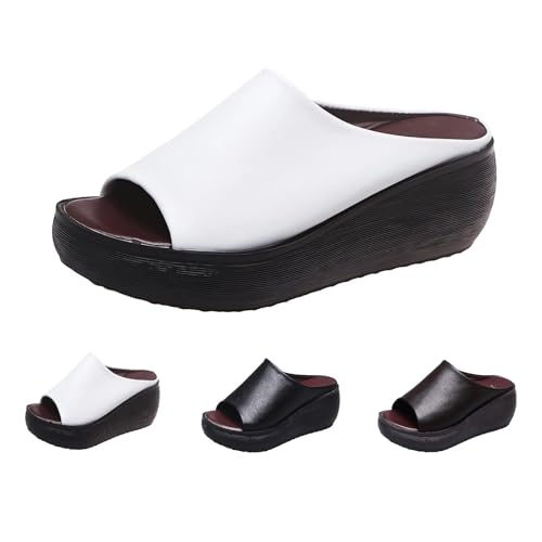Orthopedic Sandals 2024 New Women's Slip-On Platform Wedge High Heel Sandals,Comfortable and Soft Fashion Open Toe Slippers, Casual Outdoor Shoes