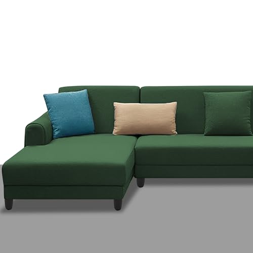Image of Kraven LHS 6 Seater L Shape Sofa Set for Living Room (Green Fabric) Premium Fabric Sofa