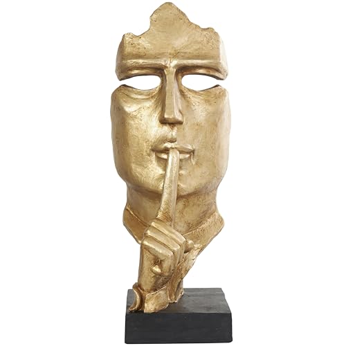 Escultura Decorativa Polystone 40 in Dorado con Base Negra miniatura 2
