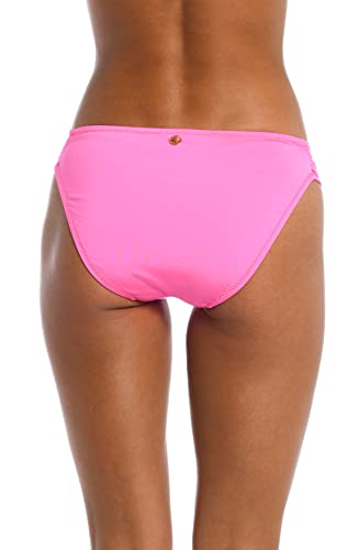 Sunshine 79 Women's Standard Side Shirred Hipster Bikini Swimsuit Bottom, Electric Pink//Gypset Solids, 12 - Thumbnail 2
