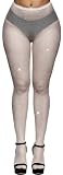 FEWOFJ Collant a rete da donna con strass scintillanti, sexy, elastici, glitterati, per feste, bianco, taglia unica