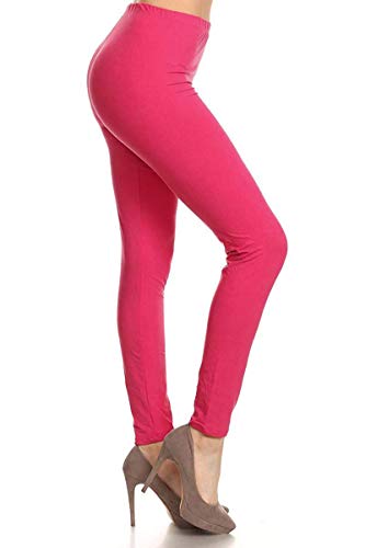SXL128-Fuchsia Basic Solid Leggings, Plus Size