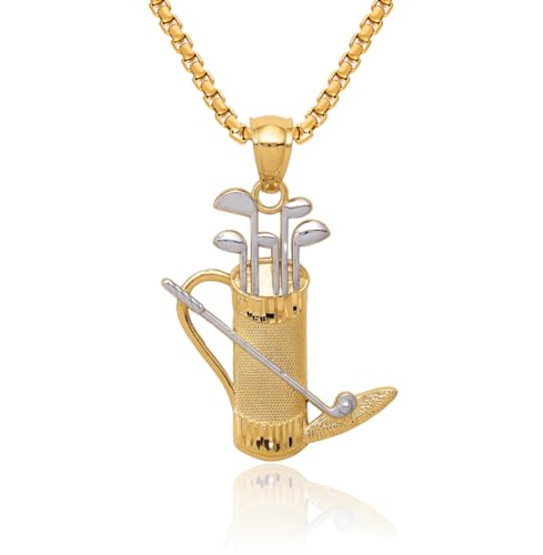IceCarats 14K Solid Yellow Gold Golf Bag Necklace Charm Sports Pendant