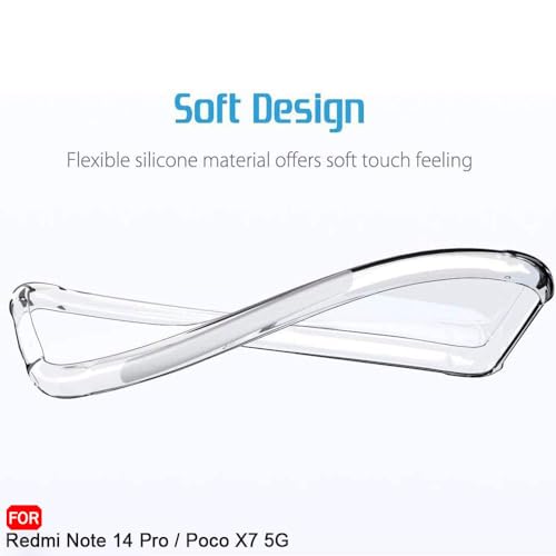 Image of TheGiftKart Crystal Clear Back Cover Case for Mi Redmi Note 14 Pro /Poco X7 5G | Shockproof Soft TPU Case | Cushioned Edges for Ultimate Protection Back Cover Case (TPU, Transparent)
