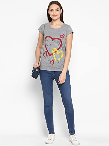 Image of Modeve Women Printed Cotton Blend Half Sleeve Round Neck T-Shirt for Summer