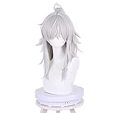 XiongXiongLe Silver White Wig for Women Cosplay Jing Yuan Reversible Half Head Detachable Horsetail Long Hair Replacement Wig Adult Cos Anime Game Party Halloween Christmas Costume