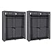 Produktbild SONGMICS Kleiderschrank, 2er Set, Garderobe mit 2 Kleiderstangen, Aufbewahrung von Kleidung, Stoffschrank, Kleiderständer, faltbar, Ankleidezimmer, Schlafzimmer, 140 x 43 x 174 cm, grau LBD018G02