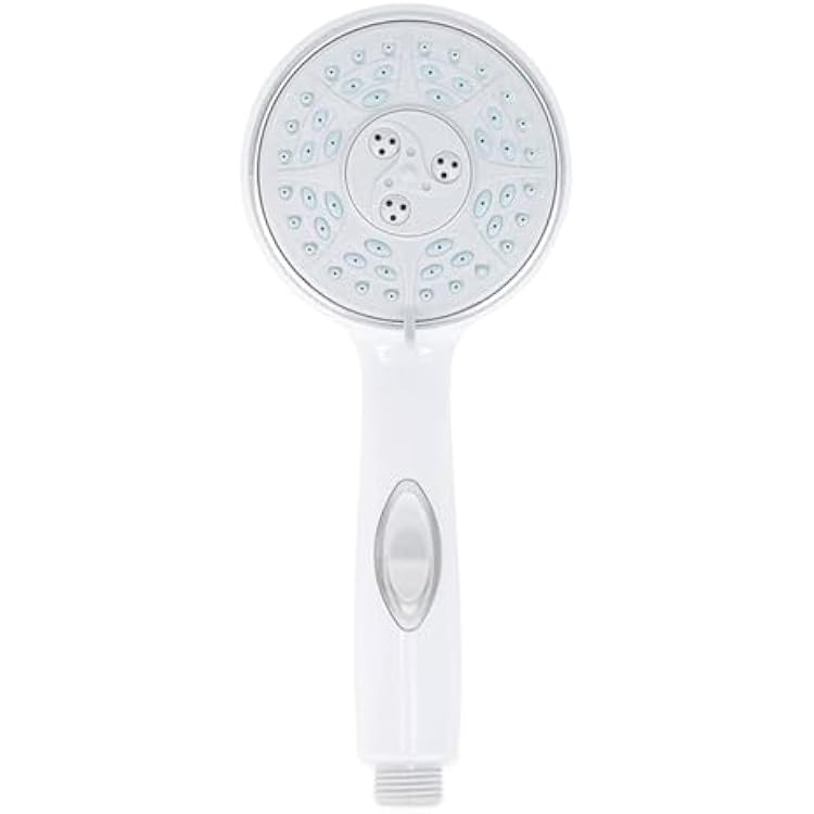 Camco RV Shower Head - Features Convenient On/Off Switch & 5 Different Spray Patterns - Designed to Conserve Potable Water - Simple to Clean w/Rubber Spray Tips - White (43711)