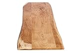 SAM Tischplatte 120x40 cm Curtis, Holzplatte Akazienholz massiv + naturfarben + lackiert, Baumkanten-Platte für Heimwerker, Arbeitsplatten, Tische & Fensterbretter, FSC® 100% Zertifiziert