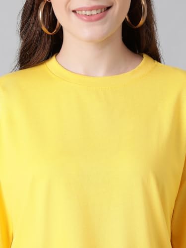 Image of KOTTY Women's Cotton Blend Solid Oversized T-Shirts