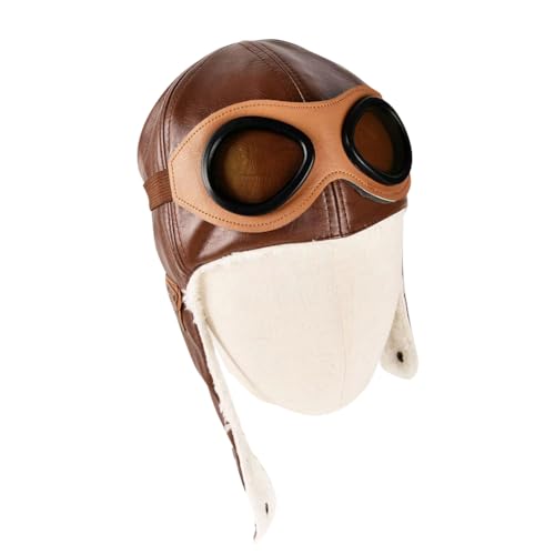 UUYYEO Kids Pilot Hat Aviator Warm Cap with Earflaps Toddler Winter Hat Baby Trapper Hat Ear Protect Beanie Hat for Boys Girls Brown