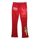 ED HARDY Men’s Red Bootcut Sweatpants EHM8006-1 (US, Alpha, Medium, Regular, Regular, Red)
