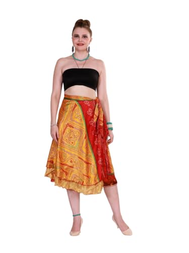 Wevez® Women's Lot of Pack of 5 Silk Sari Skirts, Medium, Assorted3