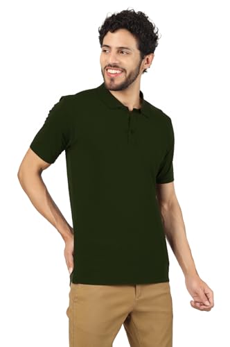 Image of Men's Regular Fit Polo Collar Half Sleeve T-Shirt Cotton Blend Polo T-Shirt Comfortable Lightweight Plain T-Shirt