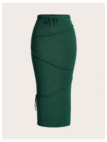 GORGLITTER Women's Knit Slit Bodycon Maxi Skirt with Slit High Waisted Pencil Long Skirts2