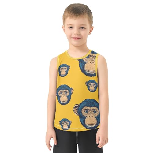 Boys Tank Top Shirts Monkey Yellow Sleeveless T-Shirts Crew Neck for Kids Clothing Children2