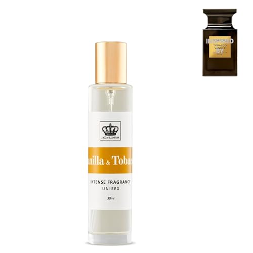 Jax of London Vanilla & Tobacco Eau de Parfum Unisex 30 ml – intensiver, langanhaltender Duft, reinste Inhaltsstoffe, stärker als typisches Eau de Parfum und haben eine hohe Konzentration, für Männer
