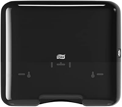 Tork 553108 Dispensador mini de toallas de mano plegadas en C y ZZ Elevation/Sistema H3 de papel secamanos/Negro