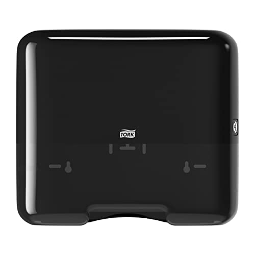 Tork 553108 Dispensador mini de toallas de mano plegadas en C y ZZ Elevation/Sistema H3 de papel secamanos/Negro