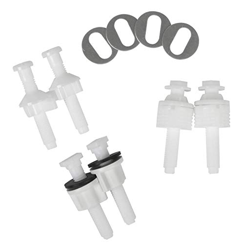 Universal Toilet Seat Hinge Bolt Screw For Top Mount Toilet Seat Hinges, Downlock Nuts can Slip Over Bolts Threads for Rapid Installation without Screwing in-White Plastic replacement parts