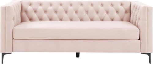 Image of Chesterfield Traditional 3 Seater Luxury Sofa Loving Sofa Button Tufted for Living Room, Guest Room, Bedroom, and Your Loving Space (Baby Pink)
