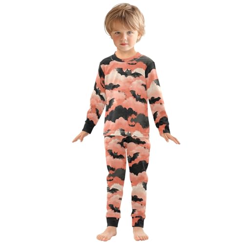Pajama Sets Long Sleeve Bats Flying Among Clouds Soft Comfy Sleepwear 2 Piece PJS 3-8T2