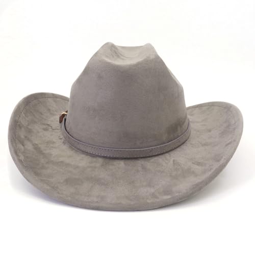 Image of Cowboy Hat Cowgirl Hat Men's & Women's Wide Brim Felt Fedora Hat with Buckle Belt Western Cowboy Hat for Women