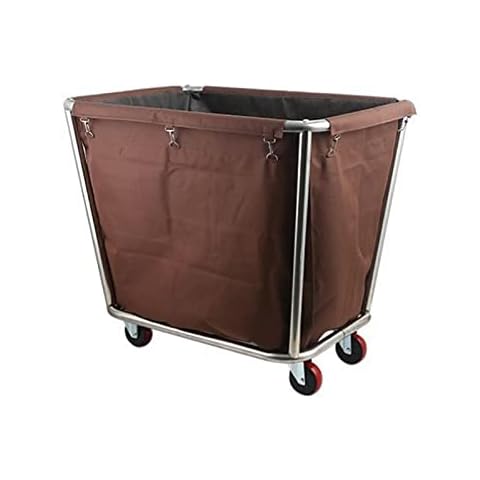 Laundry Cart with Wheels, (350L) Laundry Storage Organization Basket Truck,Heavy Duty Rolling Laundry Cart for Commercial Hotel Laundry Room (Color : Brown 4 Riser) Cover