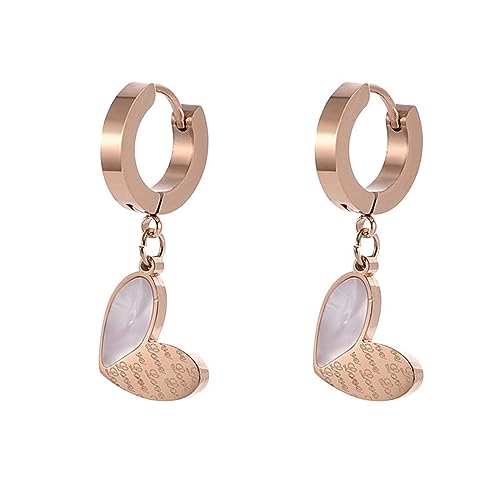 Boucles d'oreilles coquillage et cœur en acier inoxydable élégantes