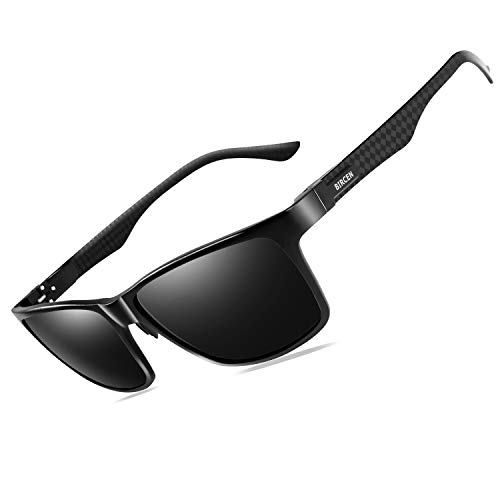 Bircen Polarized Driving Sunglasses for Men UV Protection Carbon Fiber Temple Sport Mens Sunglasses Al-Mg Metal Frame