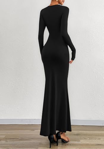 BTFBM Women Bodycon Maxi Dress Fall 2025 Long Sleeve Ruched Elegant Party Cocktail Formal Wedding Guest Dresses3