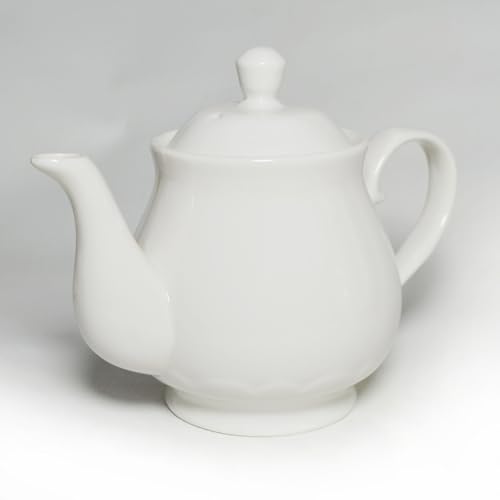 Image of White Porcelain Teapot Set of 4, Small Lotus Tea Pot Coffee Tea Water Pot Vintage Ceramic Gooseneck Kettle (4 * 14oz)