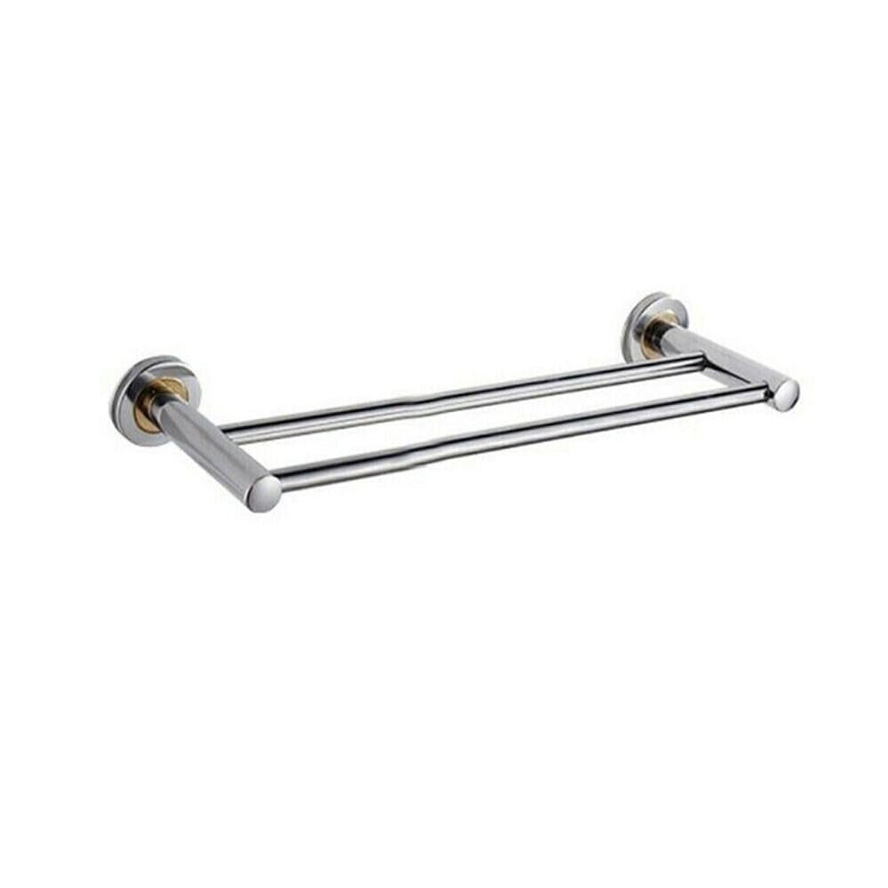 VVW&LIU 40/50cm Useful Toilet Hanger Holder Wall Mount Storage Shelf Towel Rack Bathroom Bar Clothes Holder,40 double towl rail