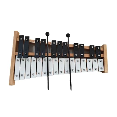 27 Key Glockenspiel Metal Xylophone with Wooden Frame, Portable Iron Bar Percussion Instrument, Diatonic Tone Layout for Meditation, Studio Recording, Rhythm Training and Acoustic Performance
