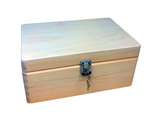MidaCreativ abschließbare Aufbewahrungsbox/Holzkiste Gr. 1 Kiefer unbehandelt (Schloss 3-Silber) Cover