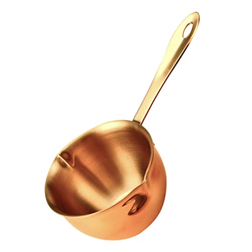 PRETYZOOM Stainless Steel Sauce Pot with Spout Cooking Pan for Oil and Ergonomic Handle Lightweight Small Wok for Easy Pouring Kitchen