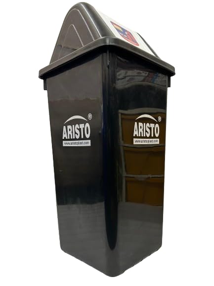 Image of ARISTO Square Swing Lid Plastic Dustbin 60 LTR (Black)