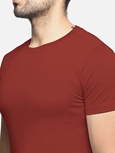 Image of BULLMER Solid Cotton Blended Half Sleeve Round Neck Tshirt for Men